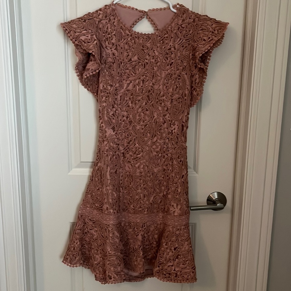 Mauve backless embroidered dress - NWOT